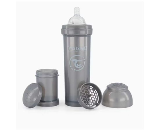 Пляшечка для годування Twistshake Pearl Grey 330 мл, антиколікова, силіконова (78390)