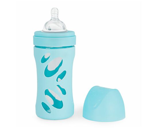 Пляшечка для годування Twistshake Pastel Blue 260 мл, скляна антикол. із силіконовою соскою (78583)