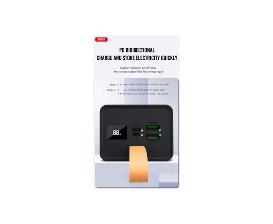 Батарея универсальная XO 40000mAh, PD/20W, QC3.0/22.5W, Input(MicroUSB,Type-C), Output(2*USB,Type-C), Black (XO-PR130B / 29301), изображение 3 Батарея универсальная XO 40000mAh, PD/20W, QC3.0/22.5W, Input(MicroUSB,Type-C), Output(2*USB,Type-C), Black (XO-PR130B / 29301), изображение 3