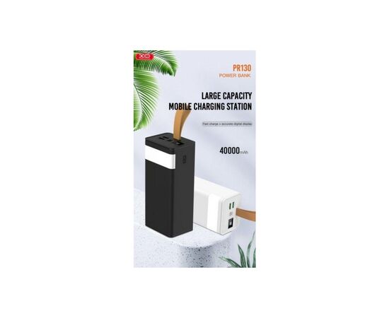 Батарея универсальная XO 40000mAh, PD/20W, QC3.0/22.5W, Input(MicroUSB,Type-C), Output(2*USB,Type-C), Black (XO-PR130B / 29301), изображение 5 Батарея универсальная XO 40000mAh, PD/20W, QC3.0/22.5W, Input(MicroUSB,Type-C), Output(2*USB,Type-C), Black (XO-PR130B / 29301), изображение 5