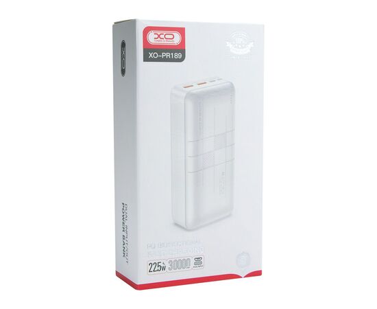 Батарея универсальная XO 30000mAh, PD/20W, QC3.0/22.5W, Input(Type-C,MicroUSB), Output(2*USB,Type-C), White (XO-PR189W / 29188), изображение 4 Батарея универсальная XO 30000mAh, PD/20W, QC3.0/22.5W, Input(Type-C,MicroUSB), Output(2*USB,Type-C), White (XO-PR189W / 29188), изображение 4