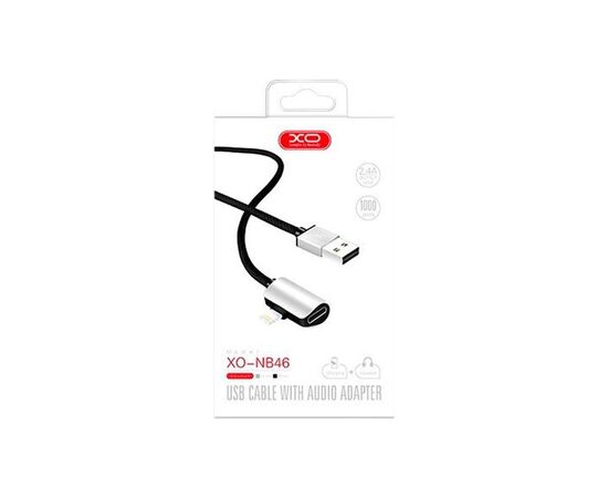 Дата кабель NB46 2in1 USB - Lightning + Lightning Audio 2.4А 1.0m Silver XoKo (XO-NB46), изображение 2