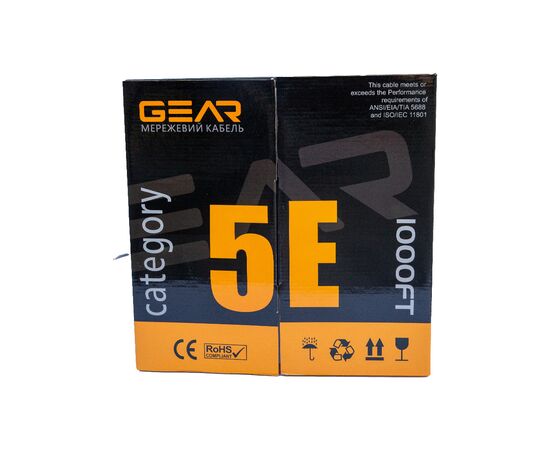 Кабель сетевой UTP 305м, cat.5e, CCA(25%), 4*2*0,51, PVC, indoor, grey GEAR (GEC-UTPCCA25051305), изображение 3 Кабель сетевой UTP 305м, cat.5e, CCA(25%), 4*2*0,51, PVC, indoor, grey GEAR (GEC-UTPCCA25051305), изображение 3
