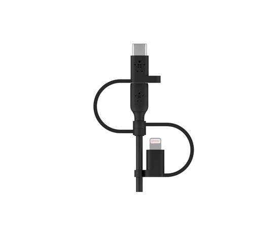 Дата кабель USB 2.0 AM to Lightning + Micro 5P + Type-C 1.0m black Belkin (CAC001BT1MBK), изображение 4 Дата кабель USB 2.0 AM to Lightning + Micro 5P + Type-C 1.0m black Belkin (CAC001BT1MBK), изображение 4