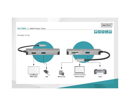 Концентратор Digitus Travel USB-C 5 Port (DA-70891), изображение 10 Концентратор Digitus Travel USB-C 5 Port (DA-70891), изображение 10