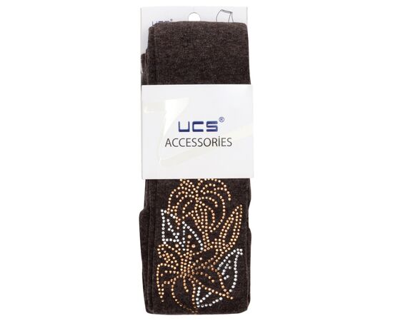 Колготки UCS Socks с цветами из страз (M0C0302-1041-134G-brown), изображение 2 Колготки UCS Socks с цветами из страз (M0C0302-1041-134G-brown), изображение 2