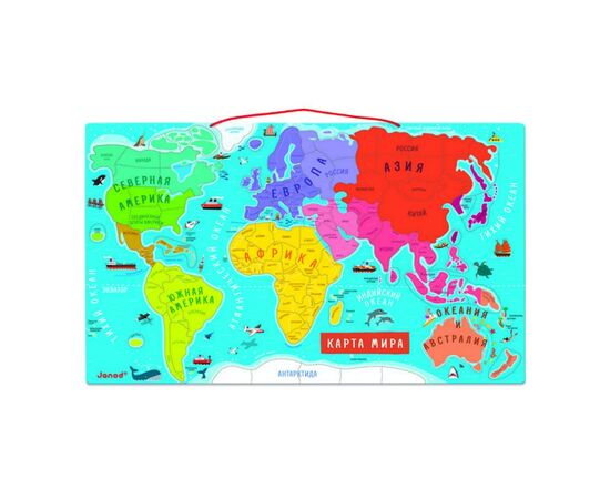 Розвиваюча іграшка Janod Магнітна карта світу рос.мова (J05483), зображення 2 Розвиваюча іграшка Janod Магнітна карта світу рос.мова (J05483), зображення 2