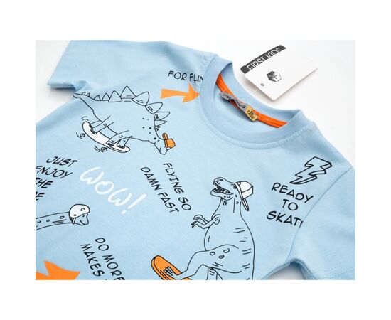 Футболка детская First kids с динозаврами (3032-104B-blue), изображение 3 Футболка детская First kids с динозаврами (3032-104B-blue), изображение 3
