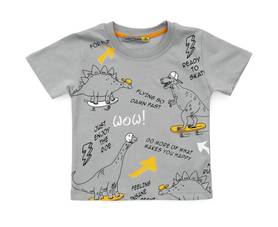 Футболка детская First kids с динозаврами (3032-98B-gray)