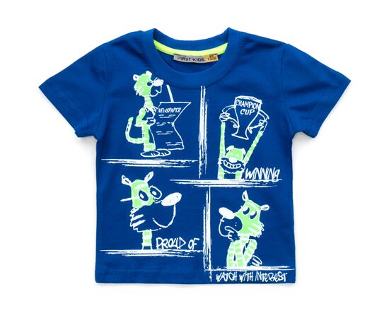 Футболка детская First kids с комиксами (2028-86B-blue)