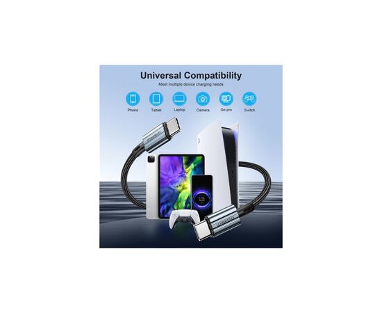 Дата кабель USB 2.0 Type-C to Type-C 1.8m 60W Choetech (XCC-1014-BK), изображение 5 Дата кабель USB 2.0 Type-C to Type-C 1.8m 60W Choetech (XCC-1014-BK), изображение 5