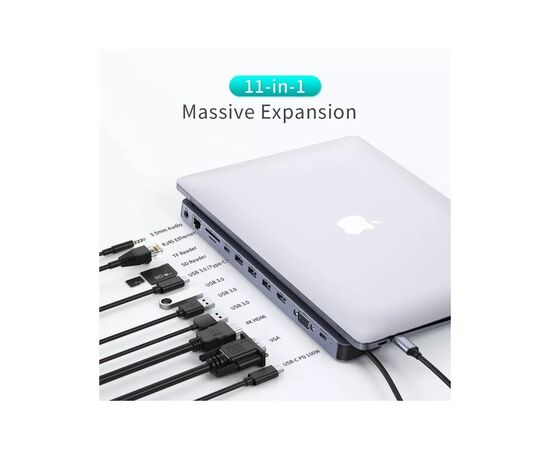 Концентратор Choetech USB-C 11-in-1 (HUB-M20-GY), зображення 5 Концентратор Choetech USB-C 11-in-1 (HUB-M20-GY), зображення 5