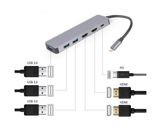 Концентратор Choetech USB-C 3-in-1 (A-CM-COMBO3-03), изображение 4 Концентратор Choetech USB-C 3-in-1 (A-CM-COMBO3-03), изображение 4