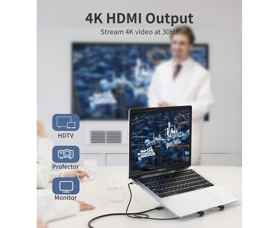 Концентратор Choetech USB-C 7-in-1 (HUB-M43-SL), изображение 8 Концентратор Choetech USB-C 7-in-1 (HUB-M43-SL), изображение 8