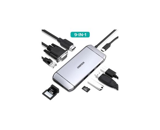 Концентратор Choetech USB-C 9-in-1 (HUB-M15-GY), изображение 2 Концентратор Choetech USB-C 9-in-1 (HUB-M15-GY), изображение 2