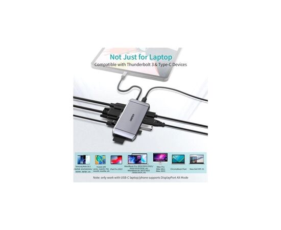 Концентратор Choetech USB-C 9-in-1 (HUB-M15-GY), изображение 4 Концентратор Choetech USB-C 9-in-1 (HUB-M15-GY), изображение 4