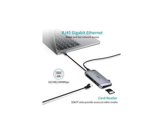 Концентратор Choetech USB-C 9-in-1 (HUB-M15-GY), изображение 7 Концентратор Choetech USB-C 9-in-1 (HUB-M15-GY), изображение 7