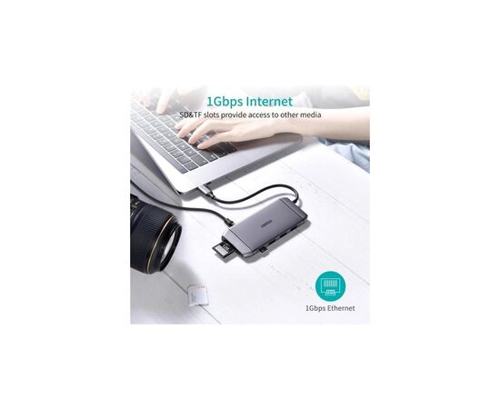 Концентратор Choetech USB-C 9-in-1 (HUB-M15-GY), изображение 8 Концентратор Choetech USB-C 9-in-1 (HUB-M15-GY), изображение 8