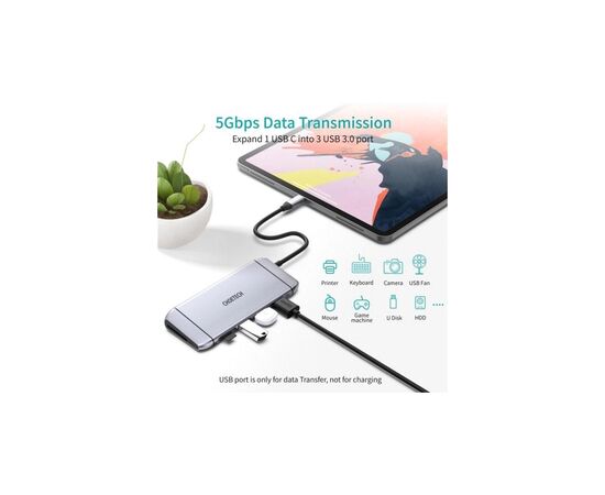 Концентратор Choetech USB-C 9-in-1 (HUB-M15-GY), изображение 9 Концентратор Choetech USB-C 9-in-1 (HUB-M15-GY), изображение 9