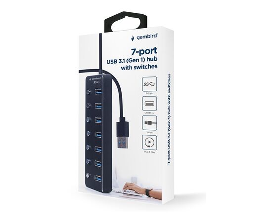 Концентратор Gembird USB 3.0 7 ports (UHB-U3P7P-01), изображение 5 Концентратор Gembird USB 3.0 7 ports (UHB-U3P7P-01), изображение 5