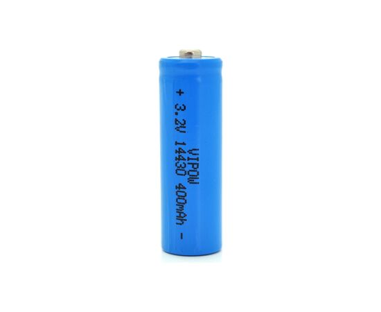 Аккумулятор 14430 LiFePO4 (size 3/4AA), 400mAh, 3.2V, TipTop, blue Vipow (IFR14430-400mAhTT / 25540)
