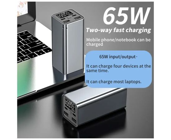 Батарея универсальная Atria 20000mAh, 65W, PD2.0, QC (WPD-65), изображение 2 Батарея универсальная Atria 20000mAh, 65W, PD2.0, QC (WPD-65), изображение 2