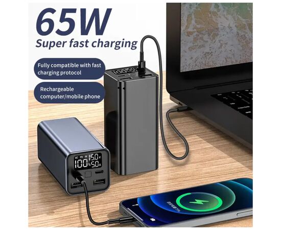 Батарея универсальная Atria 20000mAh, 65W, PD2.0, QC (WPD-65), изображение 3 Батарея универсальная Atria 20000mAh, 65W, PD2.0, QC (WPD-65), изображение 3