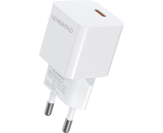 Зарядное устройство Choetech GaN USB-C 20W QC3.0/PD/PPS (PD5010-EU-WH), изображение 2 Зарядное устройство Choetech GaN USB-C 20W QC3.0/PD/PPS (PD5010-EU-WH), изображение 2