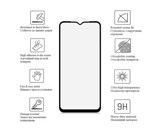 Скло захисне Drobak Xiaomi Redmi A1 / A1+ / Poco C50 Black Frame A+ (505089) (505089), зображення 2 Скло захисне Drobak Xiaomi Redmi A1 / A1+ / Poco C50 Black Frame A+ (505089) (505089), зображення 2