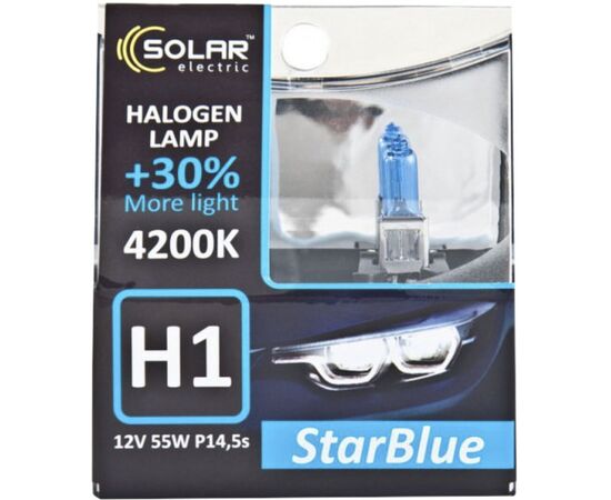 Автолампа SOLAR H1 12V 55W P14,5s StarBlue 4200K (1241S2), зображення 2