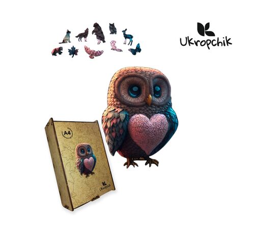Пазл Ukropchik деревянная Романтичная Сова А4 в коробке с набором-рамкой (Romantic Owl A4)