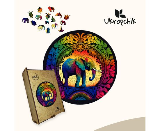 Пазл Ukropchik деревянный Слон Мандала А3 в коробке с набором-рамкой (Elephant Mandala A3), изображение 5 Пазл Ukropchik деревянный Слон Мандала А3 в коробке с набором-рамкой (Elephant Mandala A3), изображение 5