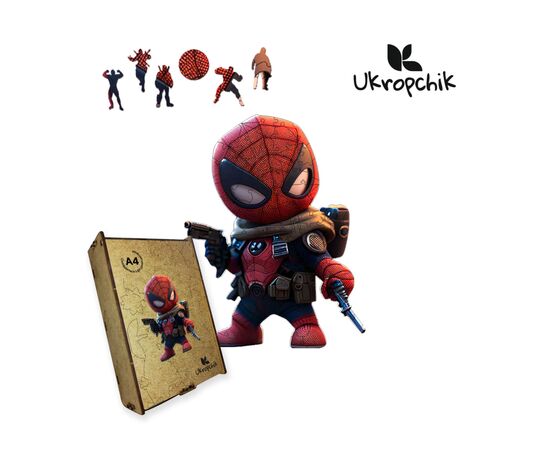 Пазл Ukropchik деревянный Супергерой Дедпул А3 в коробке с набором-рамкой (Deadpool Superhero A3)