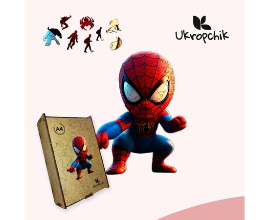 Пазл Ukropchik деревянный Супергерой Спайди А4 в коробке с набором-рамкой (Spider-Man Superhero A4), изображение 5 Пазл Ukropchik деревянный Супергерой Спайди А4 в коробке с набором-рамкой (Spider-Man Superhero A4), изображение 5