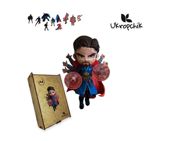 Пазл Ukropchik дерев'яний Супергерой Стрендж А3 в коробці з набором-рамкою (Doctor Strange Superhero A3)