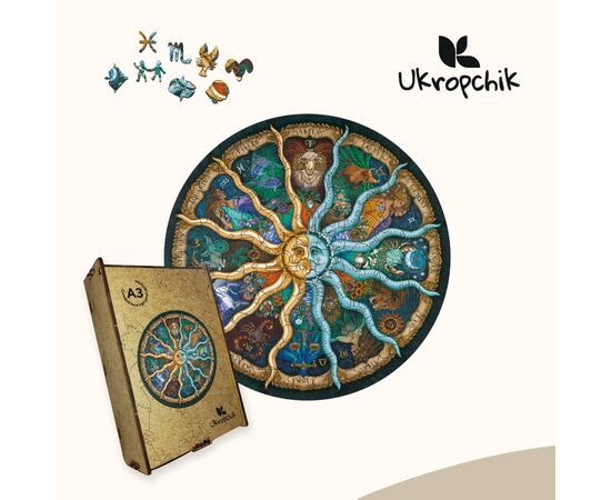 Пазл Ukropchik деревянный Таинственный Зодиак А3 в коробке с набором-рамкой (Mysterious Zodiac A3), изображение 5 Пазл Ukropchik деревянный Таинственный Зодиак А3 в коробке с набором-рамкой (Mysterious Zodiac A3), изображение 5