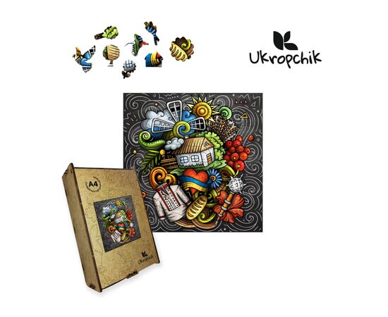 Пазл Ukropchik деревянный Украинские Традиции А4 в коробке с набором-рамкой (Ukrainian Traditions A4)