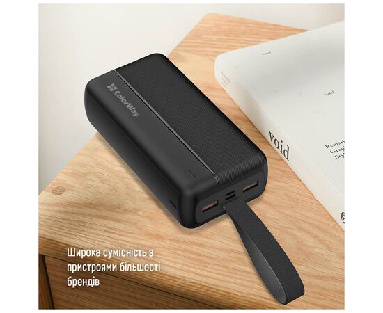 Батарея универсальная ColorWay 30 000 mAh High-power 2 PD/20W, QC/3.0, USB-C/Micro-USB (CW-PB300LPC2BK-PD), изображение 7 Батарея универсальная ColorWay 30 000 mAh High-power 2 PD/20W, QC/3.0, USB-C/Micro-USB (CW-PB300LPC2BK-PD), изображение 7