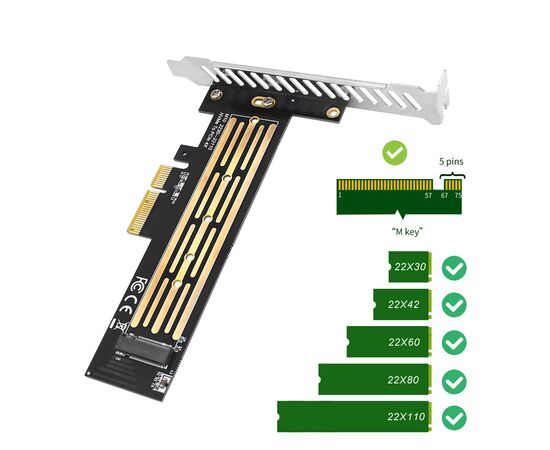 Контролер Dynamode M.2 SSD NVMe M-Key to PCI-E 3.0 x4/ x8/ x16, full profile br (PCI-Ex4- M.2 M-key), зображення 4 Контролер Dynamode M.2 SSD NVMe M-Key to PCI-E 3.0 x4/ x8/ x16, full profile br (PCI-Ex4- M.2 M-key), зображення 4