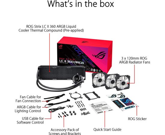 Система водяного охолодження ASUS ROG-STRIX-LC-II-360 ARGB (90RC00F1-M0UAY4), зображення 6 Система водяного охолодження ASUS ROG-STRIX-LC-II-360 ARGB (90RC00F1-M0UAY4), зображення 6