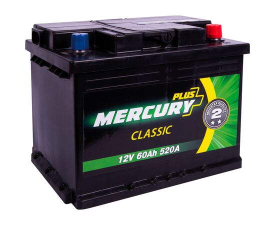 Аккумулятор автомобильный MERCURY battery CLASSIC Plus 60Ah (P47295), изображение 2 Аккумулятор автомобильный MERCURY battery CLASSIC Plus 60Ah (P47295), изображение 2