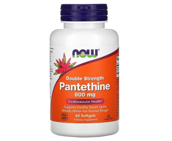 Вітамін Now Foods Пантетин, Pantethine, 600 мг, 60 желатинових капсул (NOW-00489)