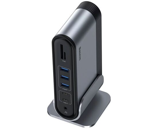 Концентратор Baseus USB3.2 Type-C to 2xHDMI/2xDP/2xUSB-C/3xUSB/RJ45/SD/TRRS 3.5mm/PD 100W + PA 16 in 1 (CAHUB-HG0G), зображення 4 Концентратор Baseus USB3.2 Type-C to 2xHDMI/2xDP/2xUSB-C/3xUSB/RJ45/SD/TRRS 3.5mm/PD 100W + PA 16 in 1 (CAHUB-HG0G), зображення 4