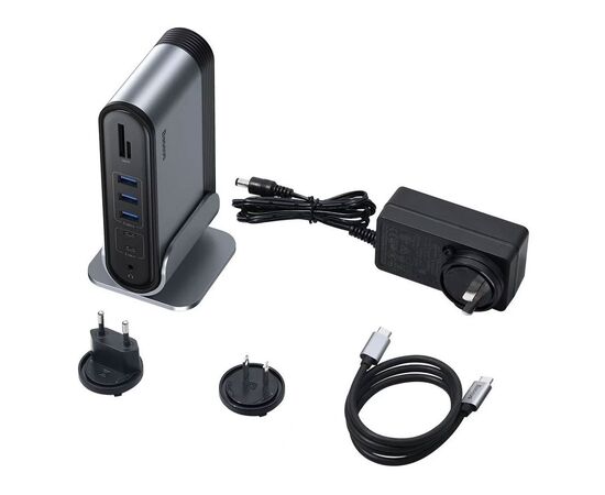 Концентратор Baseus USB3.2 Type-C to 2xHDMI/2xDP/2xUSB-C/3xUSB/RJ45/SD/TRRS 3.5mm/PD 100W + PA 16 in 1 (CAHUB-HG0G), зображення 7 Концентратор Baseus USB3.2 Type-C to 2xHDMI/2xDP/2xUSB-C/3xUSB/RJ45/SD/TRRS 3.5mm/PD 100W + PA 16 in 1 (CAHUB-HG0G), зображення 7