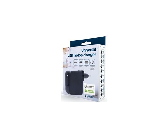 Зарядное устройство Gembird 60W PD & QC, Type-C, USB-A (NPA-PD60-01), изображение 4 Зарядное устройство Gembird 60W PD & QC, Type-C, USB-A (NPA-PD60-01), изображение 4