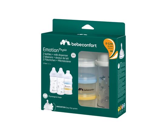 Набор для кормления новорожденных Bebe Confort EMOTION PHYSIO Urban Garden, 2 шт, 270 мл, с диспенсером (белая) (3102209180), изображение 4 Набор для кормления новорожденных Bebe Confort EMOTION PHYSIO Urban Garden, 2 шт, 270 мл, с диспенсером (белая) (3102209180), изображение 4