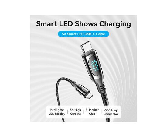 Дата кабель USB-C to USB-C1.2m 3.1 100W Display Zinc Alloy Vention (TAYBAV), изображение 4 Дата кабель USB-C to USB-C1.2m 3.1 100W Display Zinc Alloy Vention (TAYBAV), изображение 4