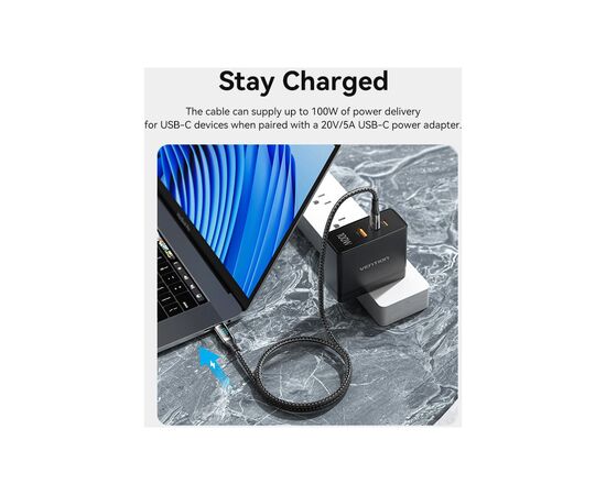 Дата кабель USB-C to USB-C1.2m 3.1 100W Display Zinc Alloy Vention (TAYBAV), изображение 6 Дата кабель USB-C to USB-C1.2m 3.1 100W Display Zinc Alloy Vention (TAYBAV), изображение 6