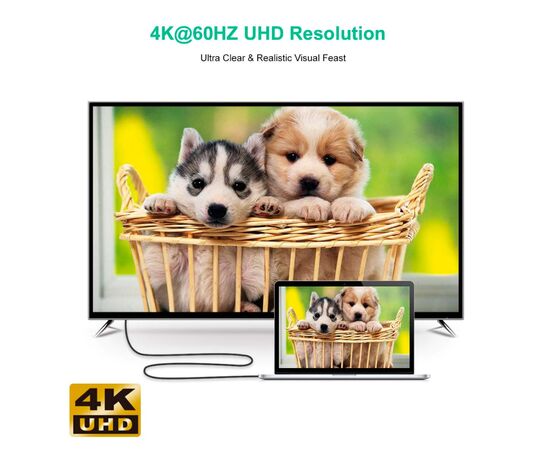 Кабель мультимедийный USB-C to HDMI 1.8m USB 3.1 L-type 4K60Hz Choetech (XCH-1803), изображение 4 Кабель мультимедийный USB-C to HDMI 1.8m USB 3.1 L-type 4K60Hz Choetech (XCH-1803), изображение 4