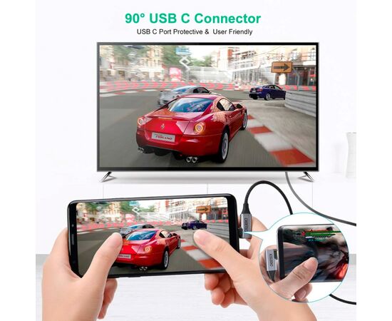 Кабель мультимедийный USB-C to HDMI 1.8m USB 3.1 L-type 4K60Hz Choetech (XCH-1803), изображение 6 Кабель мультимедийный USB-C to HDMI 1.8m USB 3.1 L-type 4K60Hz Choetech (XCH-1803), изображение 6